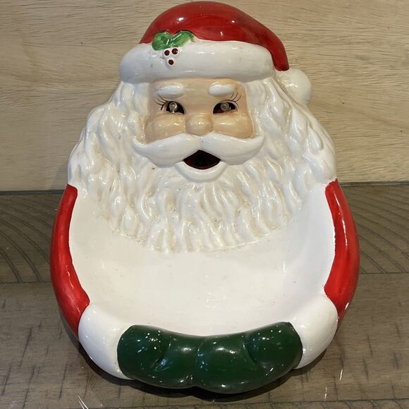 RARE Vintage motion talking Santa Claus IT'S ALIVE Candy Dish Laughs Jolly NCE - Picture 1 of 8
